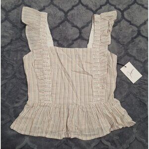 NWT Japna Striped Ruffled Sleeveless Top/Sz. S